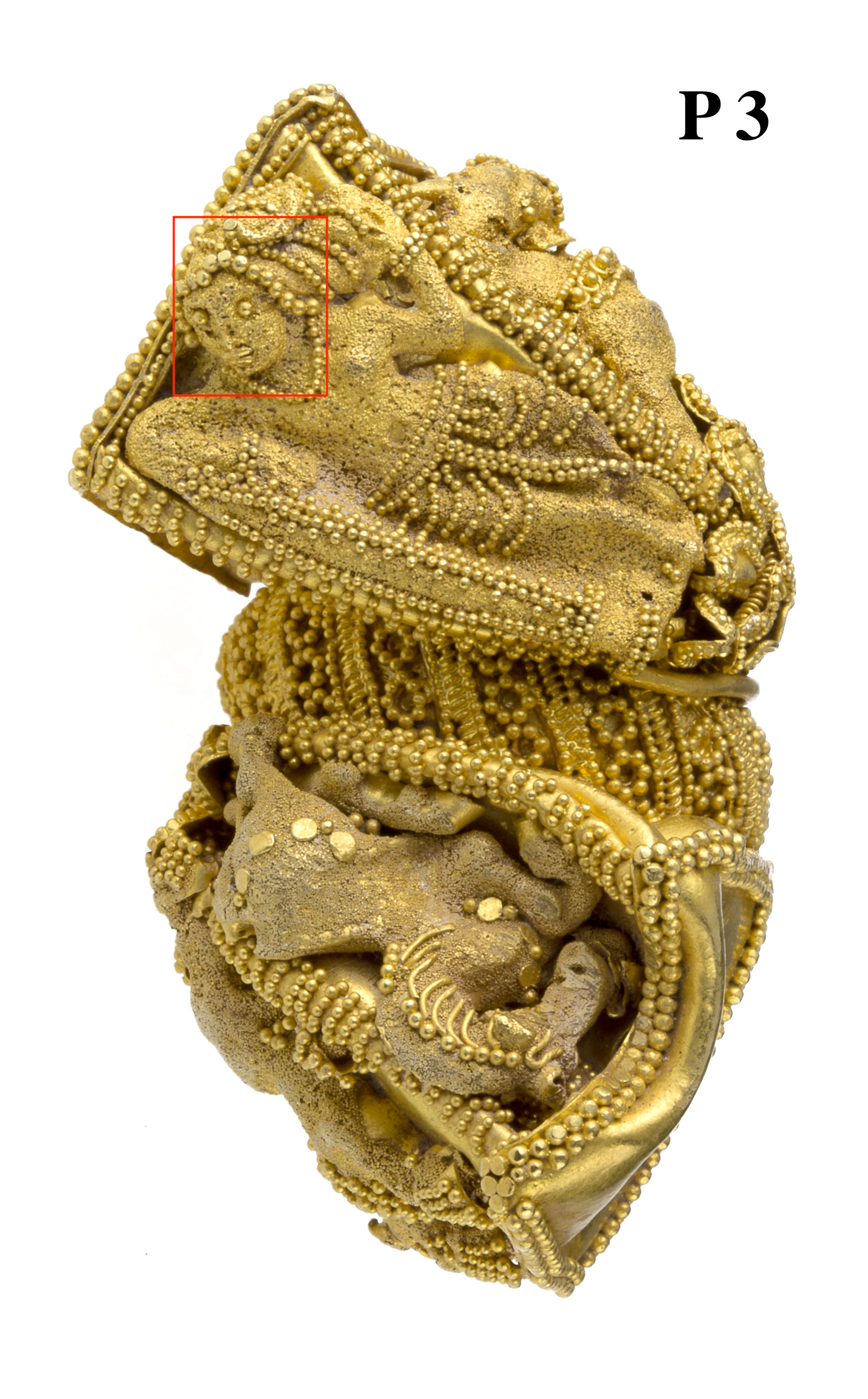 Gold Ear ornament with a drop